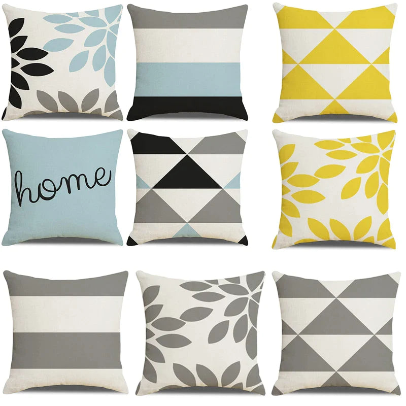 Geometric Linen Square Pillow Covers for Cushion - Afralia™ Decorative Pillows