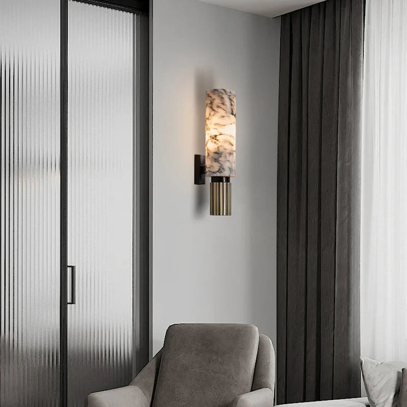 Afralia™ Copper Alabaster Wall Lamp: Post-Modern High-End Bedroom Lighting
