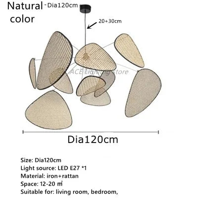 Afralia™ Black Rattan Ceiling Chandelier for Elegant Indoor Lighting