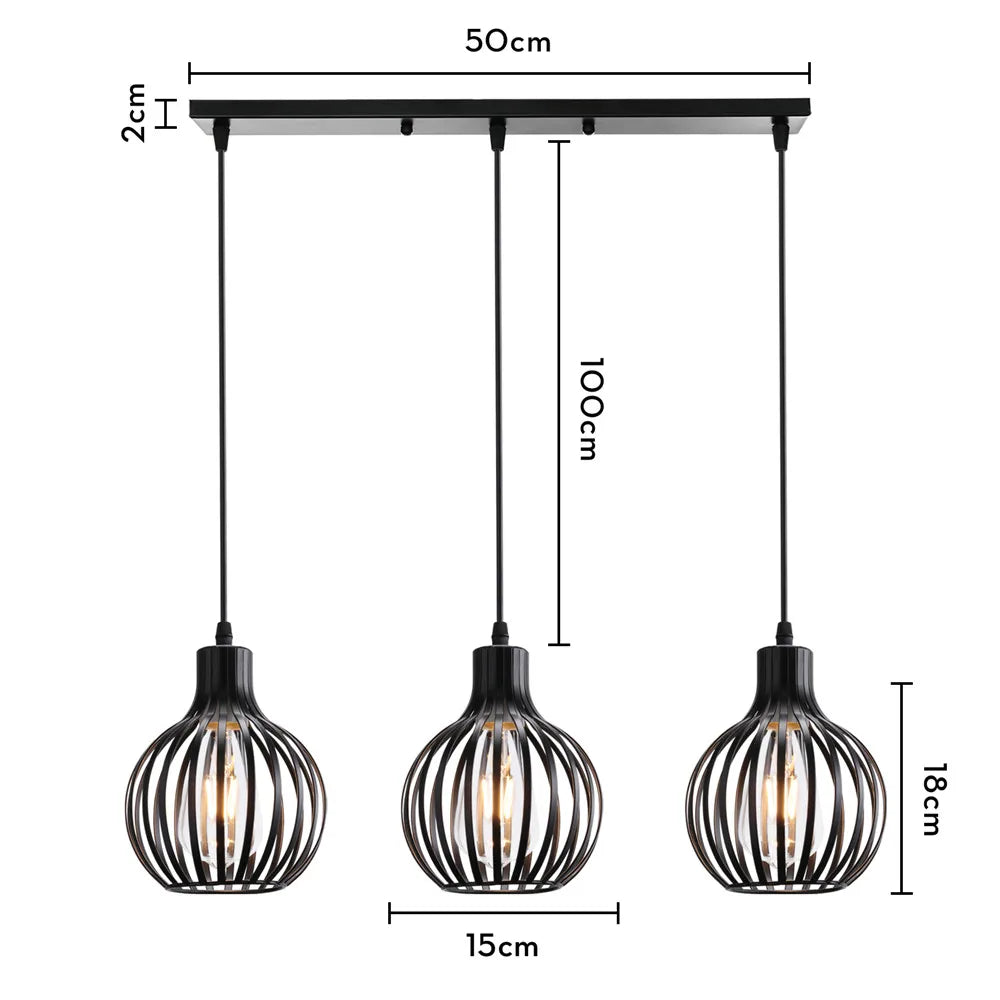Afralia™ Vintage Iron Cage Pendant Chandelier for Home Dining Kitchen, E27 Lighting Fixtures