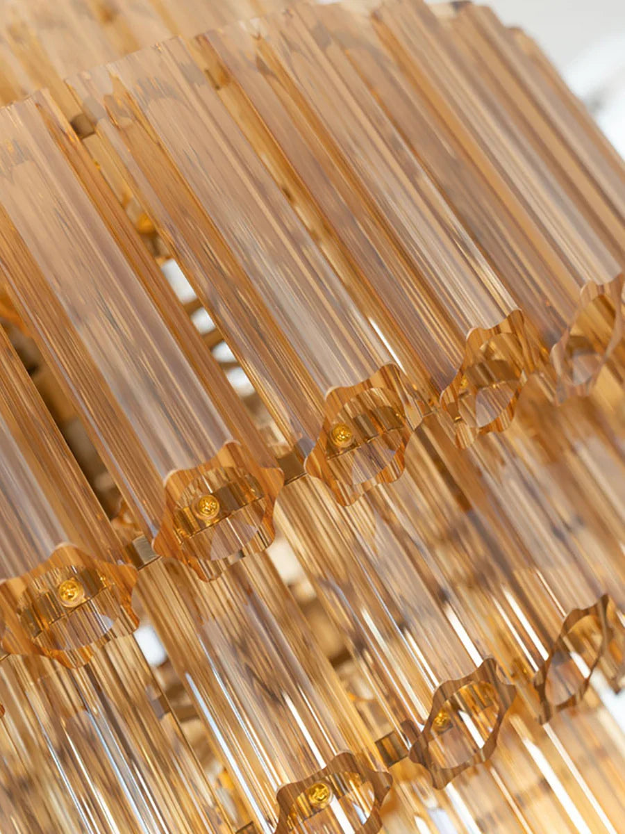 Afralia™ Amber Glass Ceiling Chandelier: Elegant Vintage Crystal Nordic Suspension Lamp