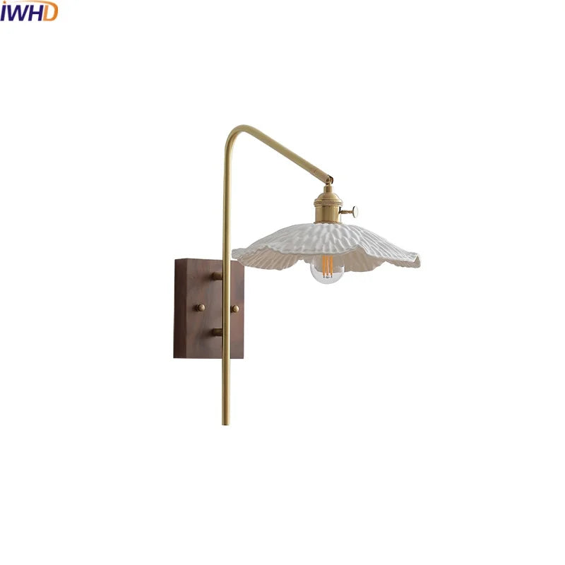Afralia™ Walnut Ceramic LED Wall Sconce with Knob Switch - Modern Stair Light Fixtures