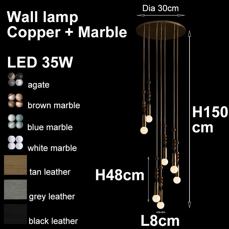 Afralia™ Bronze Marble Copper Wall Lamp for Artistic Indoor Lighting