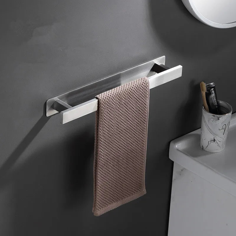 Afralia™ Black Steel Towel Hanger - Square Bathroom Towel Rack