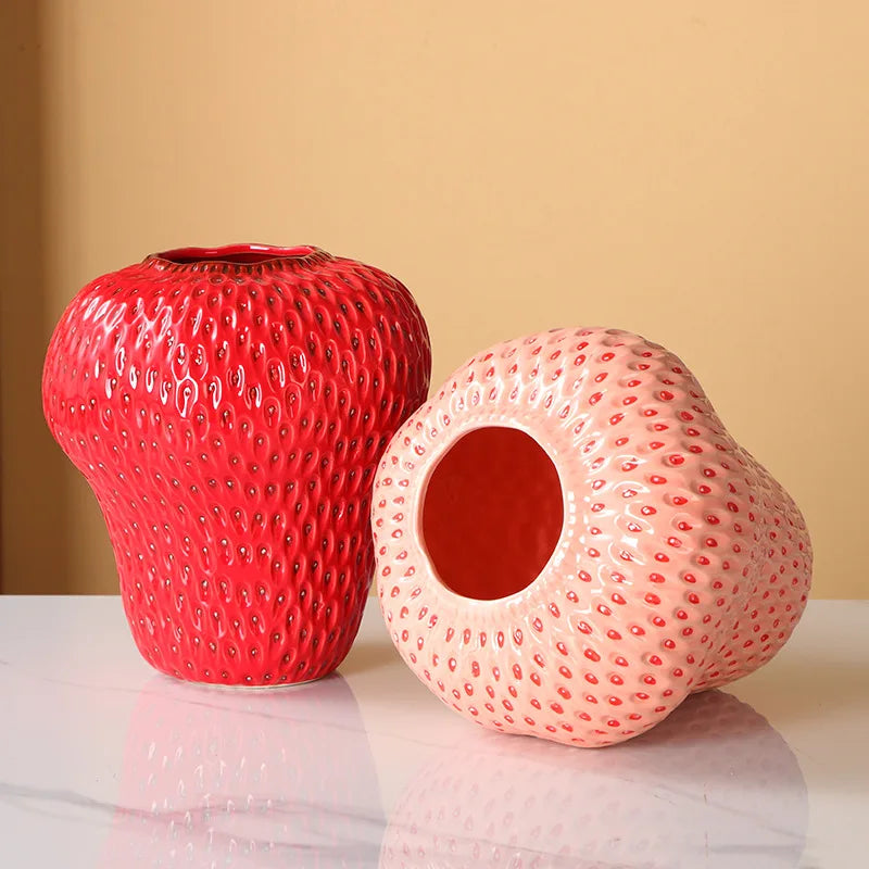 Afralia™ Strawberry Vase: Ceramic Kids Room Decor & Flower Pot - Home & Floral Accessory