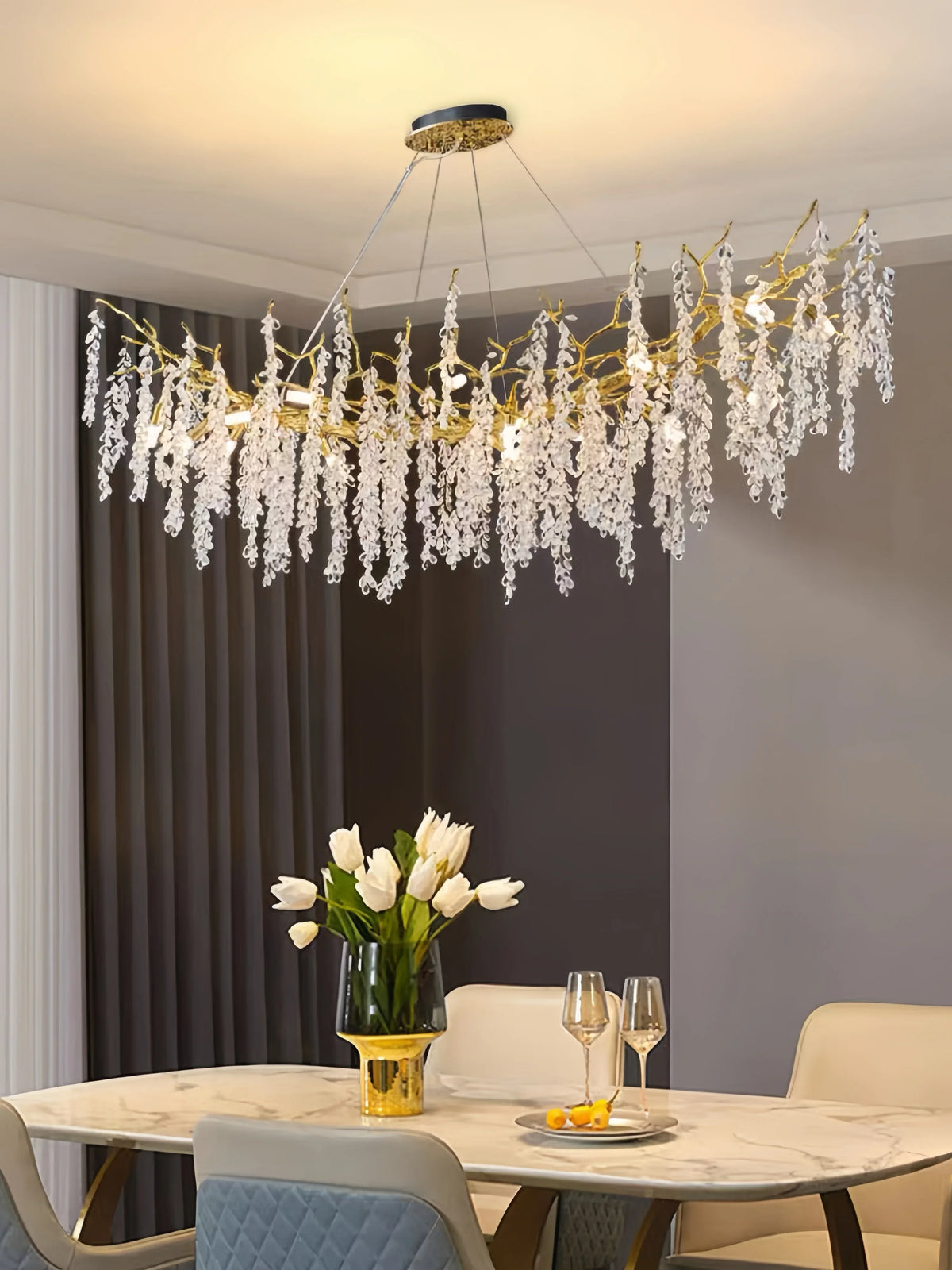 Afralia™ Luxe Glass Pendant Light for Living Room, Restaurant, Villa - Elegant, Romantic, Crystal French Style