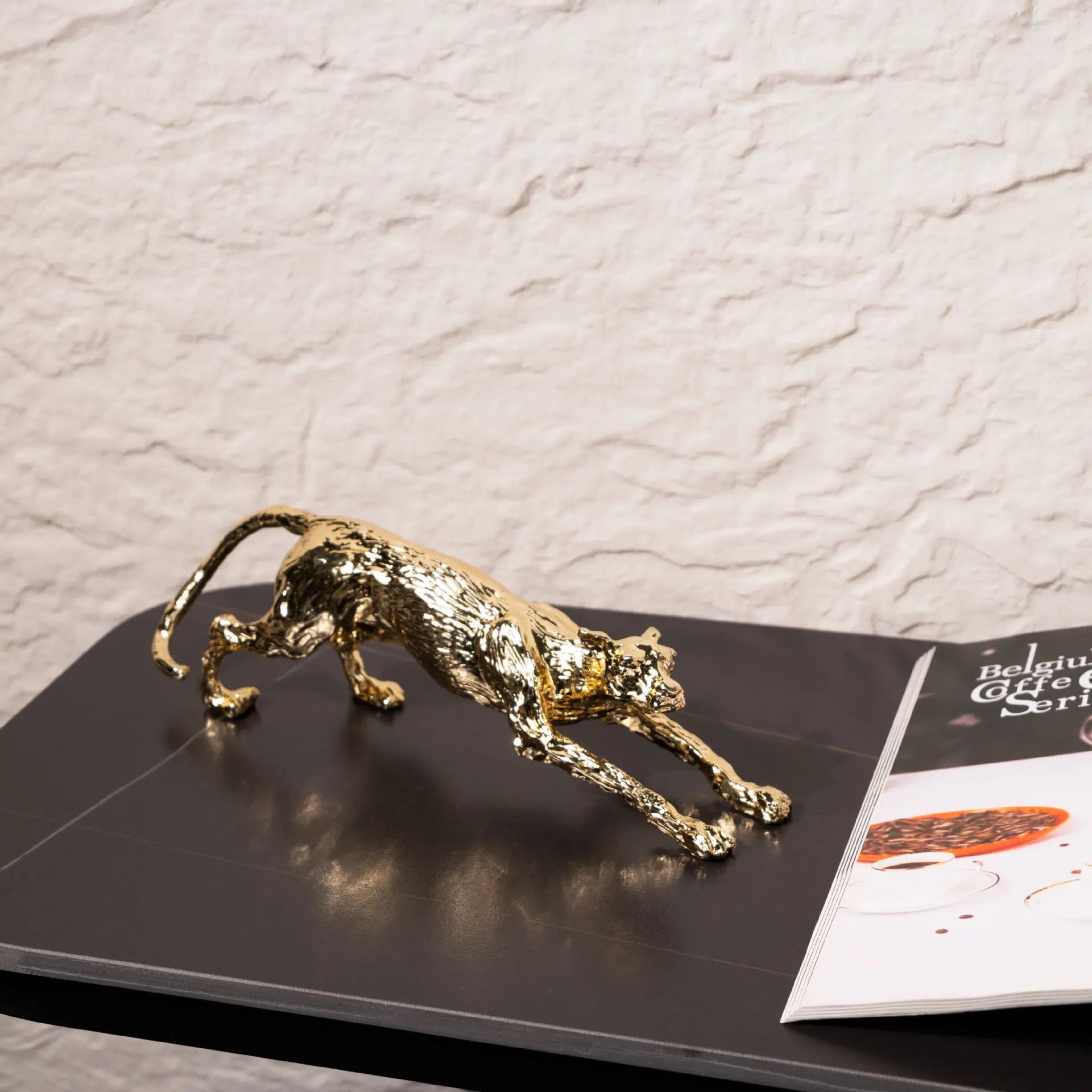 Afralia™ Metal Leopard Figurine Decorative Ornament For Home Décor