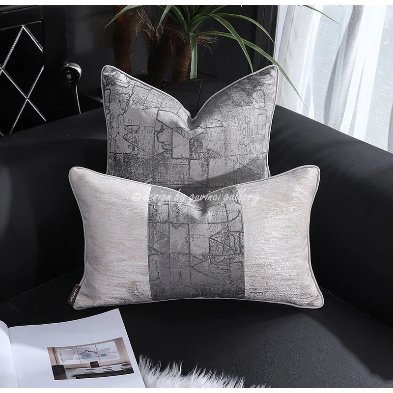 Afralia™ Frosted Gold Satin Lumbar Pillow Covers - Luxe Sofa Cushion Cases