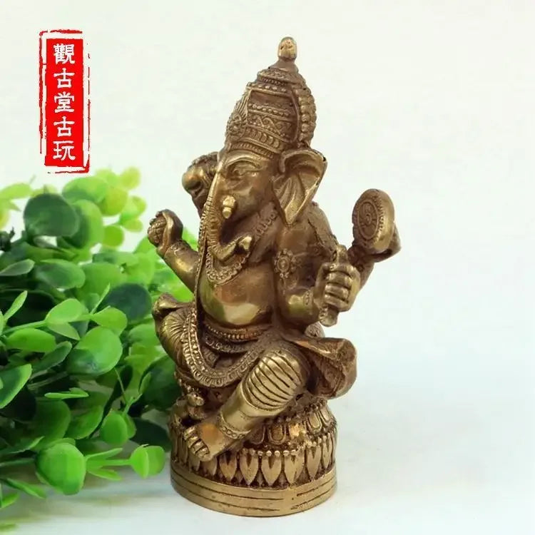 Afralia™ Bronze Ganapati Elephant Buddha Statue