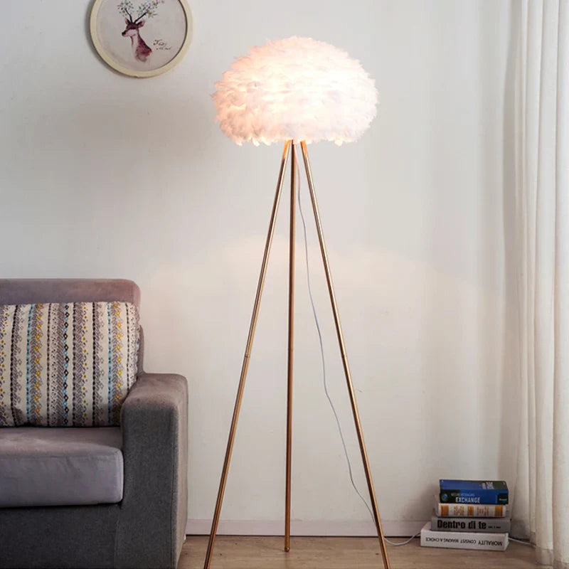 Afralia™ Nordic Feather Floor Lamp for Bedroom and Living Room Lighting