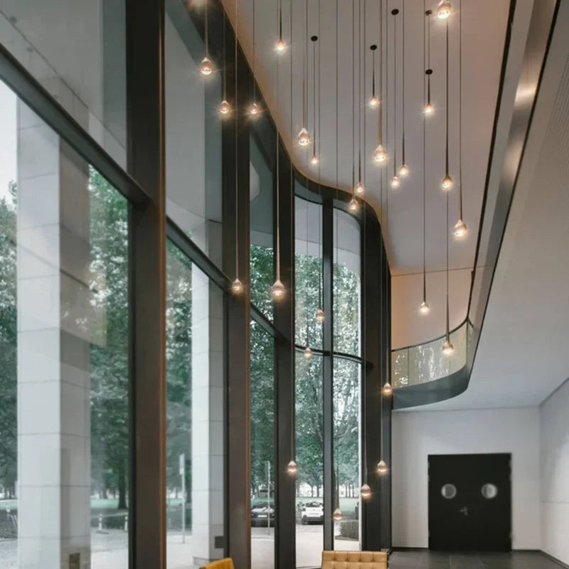 Afralia™ Water Drop Pendant Chandelier for Modern Luxury Staircase Decor