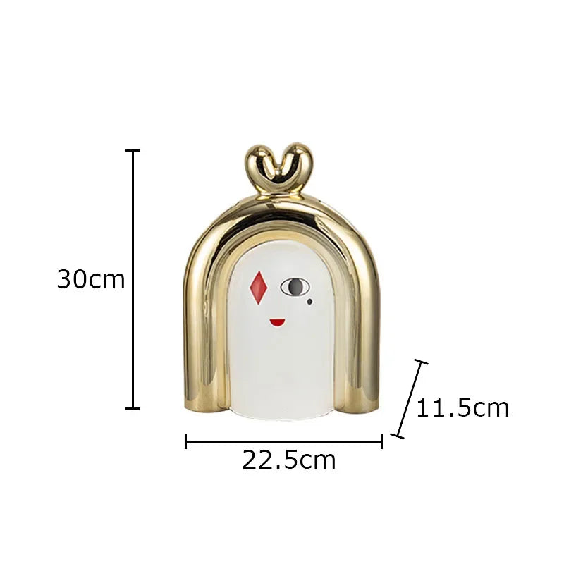 Afralia™ Ceramic Poker Face Vase: Artificial Flower Desk Decoration & Room Decor