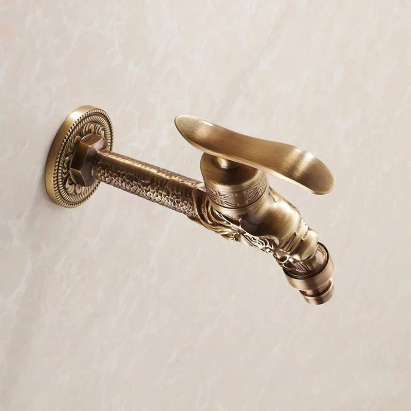 Afralia™ Dragon Carved Antique Bronze Mop Faucet for Bathroom and Garden