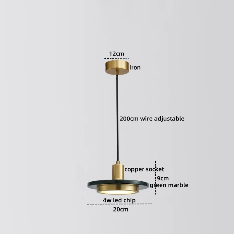 Afralia™ Marble Copper LED Pendant Light - Modern Hanging Lamp Chandelier