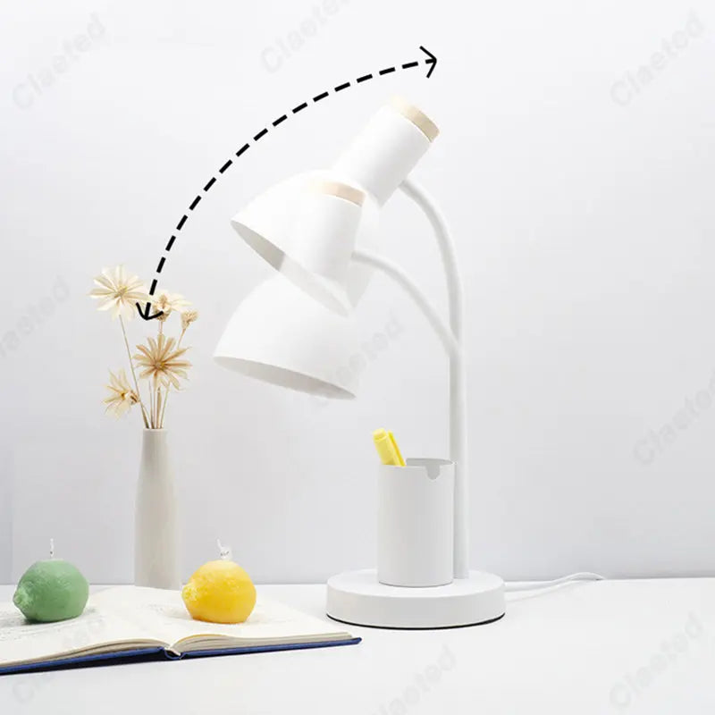 Afralia™ Cute Nordic Desk Lamp with Pen Holder for Home Office and Bedroom