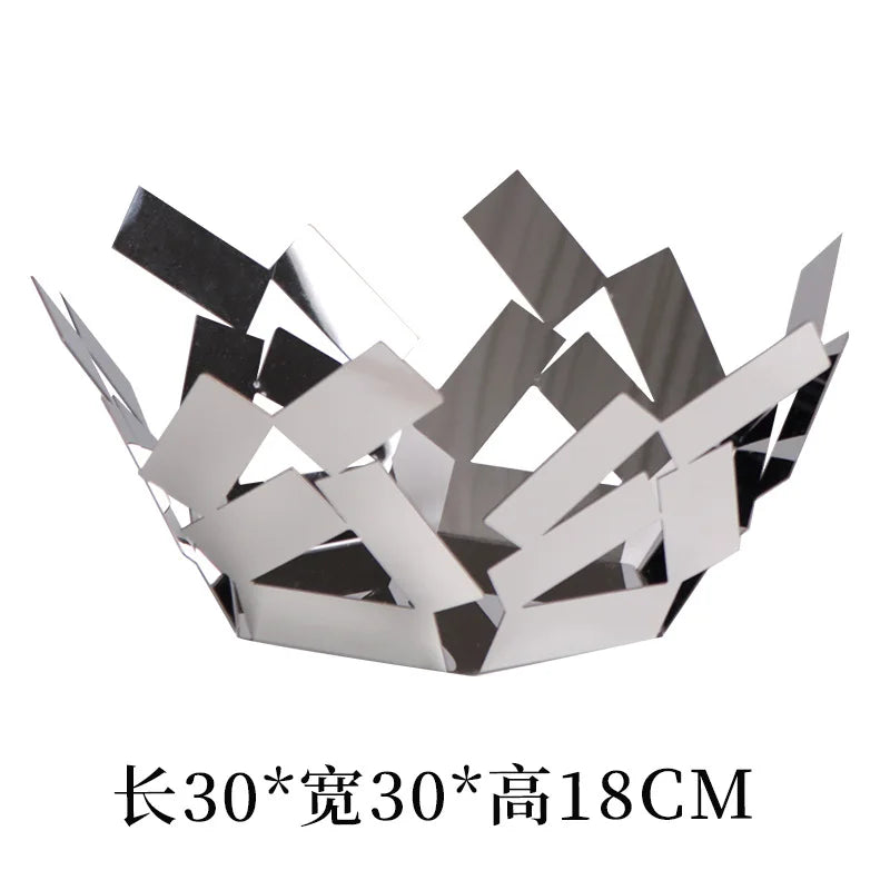 Afralia™ Stainless Steel Fruit Basket, Geometric Metal Tray for Kitchen and Living Room