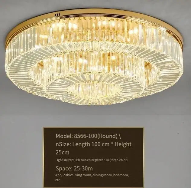 Afralia™ Crystal Gold Round LED Ceiling Light for Living Room, Kitchen, and Bedroom