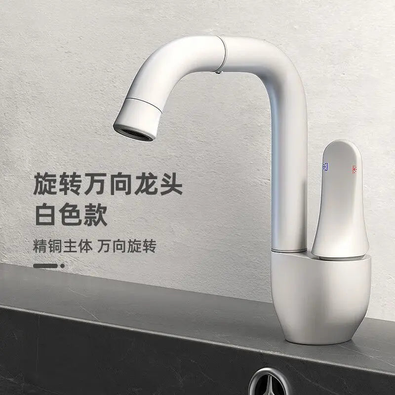 Afralia™ Brass Faucet with Rotating Ceramic Spool for Household Bathroom Basins