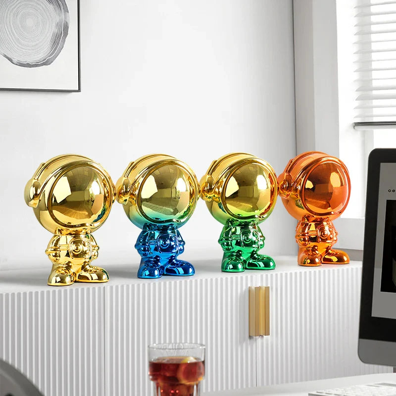 Afralia™ Astronaut Statue Spaceman Sculpture Modern Desktop Decor Figurine Handicraft Gift