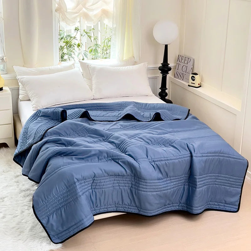 Afralia™ Summer Cool Thin Quilt: Single Double Bed Sofa, Solid Color Air Conditioning Blanket