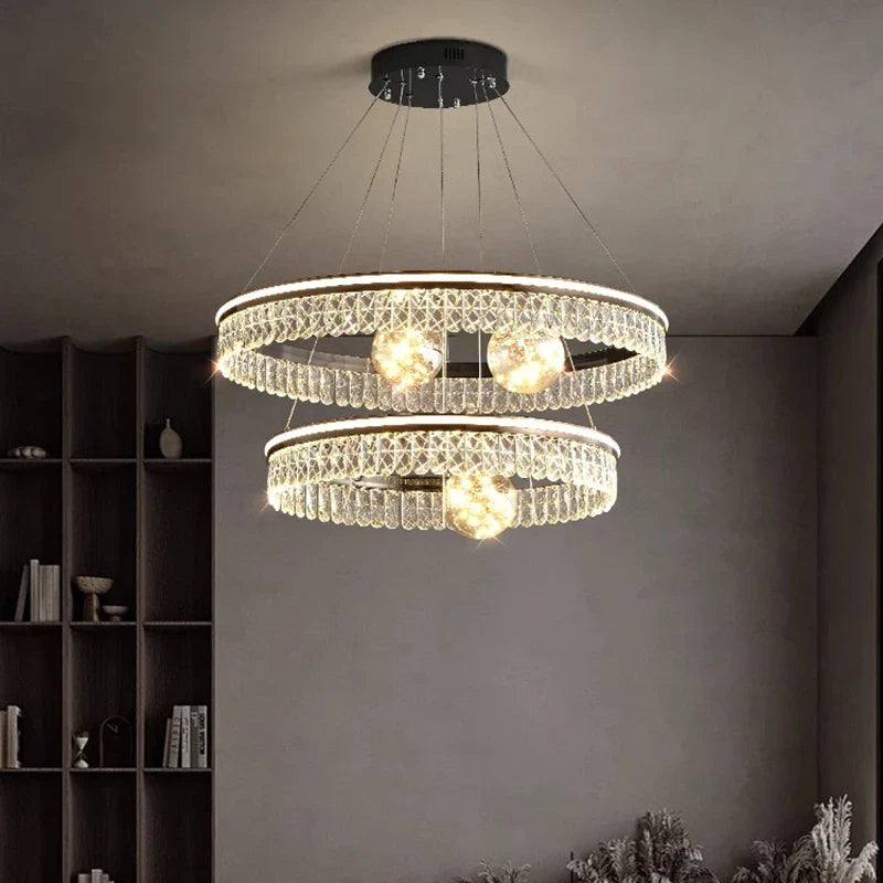 Afralia™ LED Rings Pendant Light Chandelier for Living Room and Dining Room