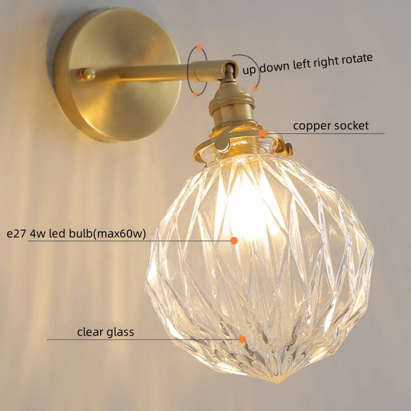 Afralia™ Nordic Glass LED Wall Lights with Switch for Living Room & Bedroom