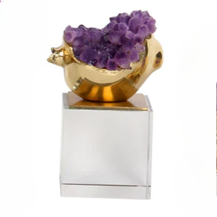 Afralia™ Brass Purple Crystal Pomegranate Ornament - Luxury Home Decor & Artwork