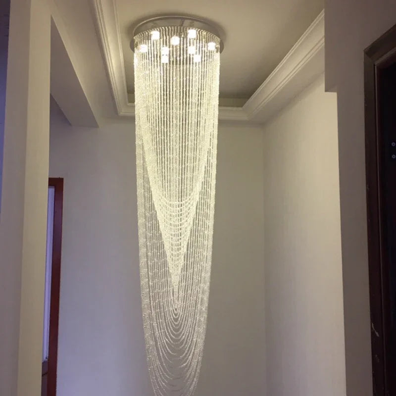 Afralia™ Luxury Crystal Ceiling Light for Home, Stairs & Restaurant Lighting