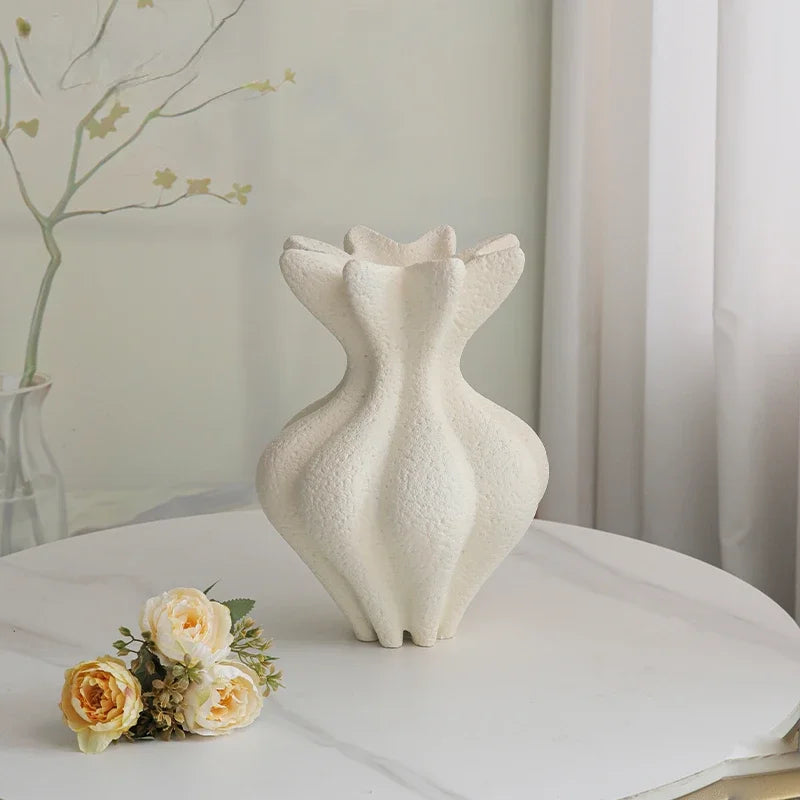 Afralia™ White Vase Resin Handicraft Abstract Ornament for Room Decoration