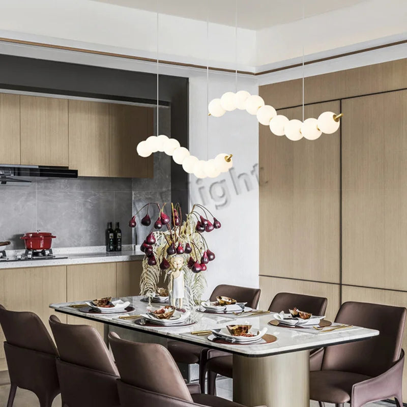 Afralia™ Modern Magic Bean LED Ceiling Chandelier, All Copper White Ball Lustre.