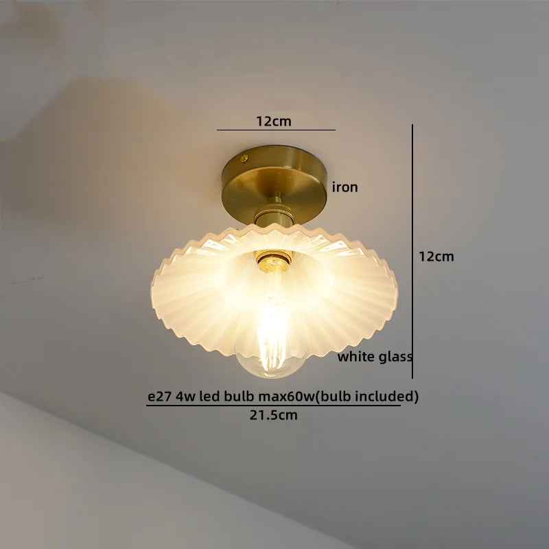 Afralia™ Amber Glass LED Ceiling Lights Modern Home Lighting Copper Socket