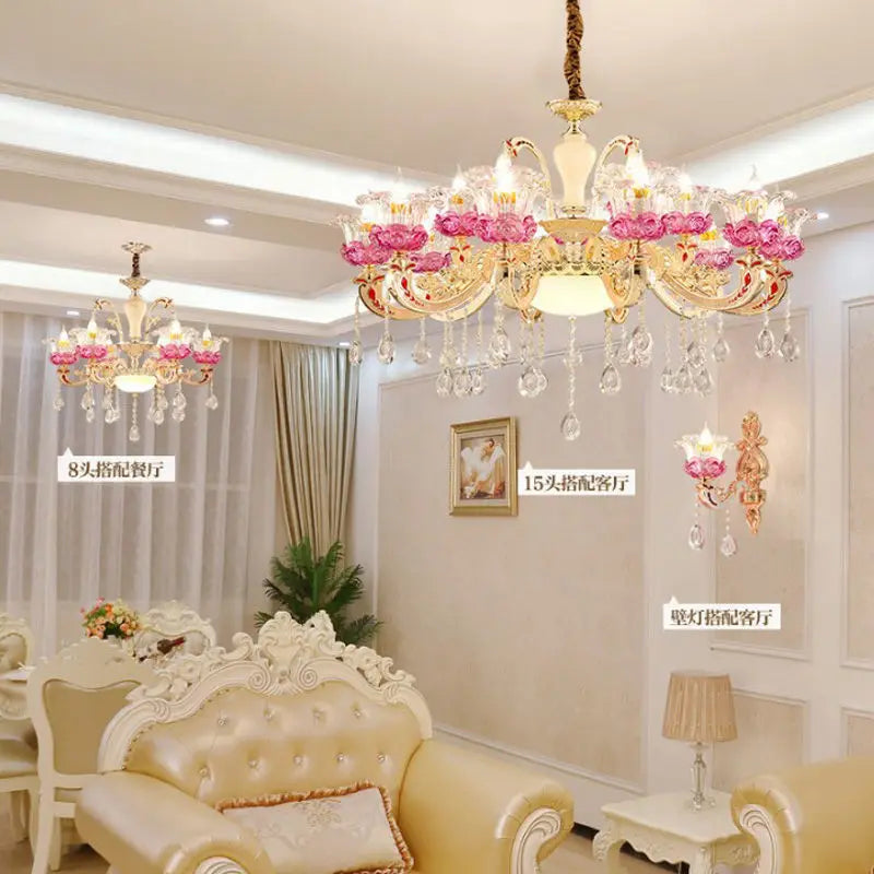 Afralia™ Flower Candle Villa Chandelier for Luxury Living and Dining Rooms