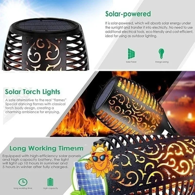 Afralia™ Solar Flame Torch Lights: Flickering Waterproof Outdoor Garden Decoration	Path Yard Lawn Lamps