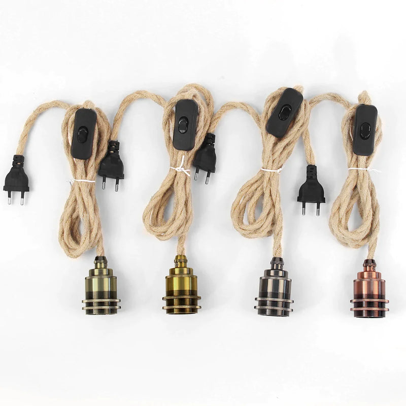 Afralia™ Twisted Hemp Rope Pendant Light Kit with E27 Socket, Industrial Style