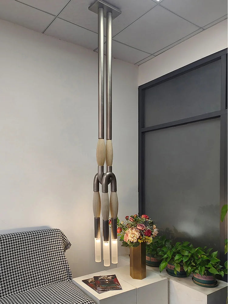 Afralia™ Vintage Horsehair Brass Pendant Light - Art Deco LED Ceiling Fixture