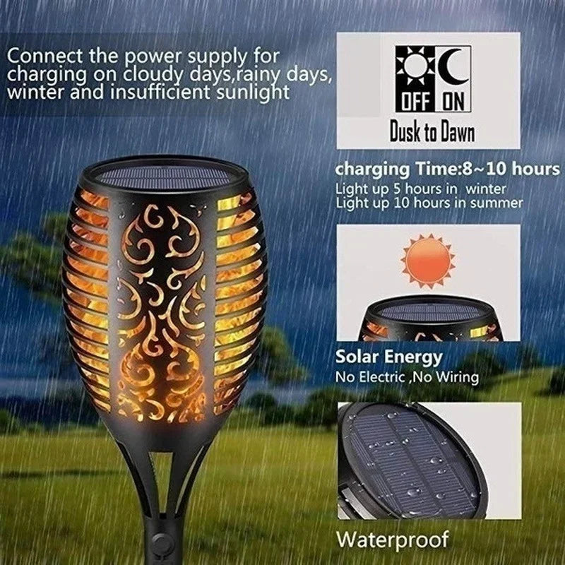 Afralia™ Solar Flame Torch Light Outdoor Garden Decoration Waterproof Flickering Lamp