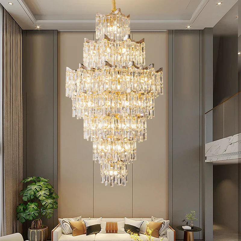 Afralia™ Elegant Crystal Chandelier for Duplex Living Room, Hotel Lobby - Luxury Atmosphere