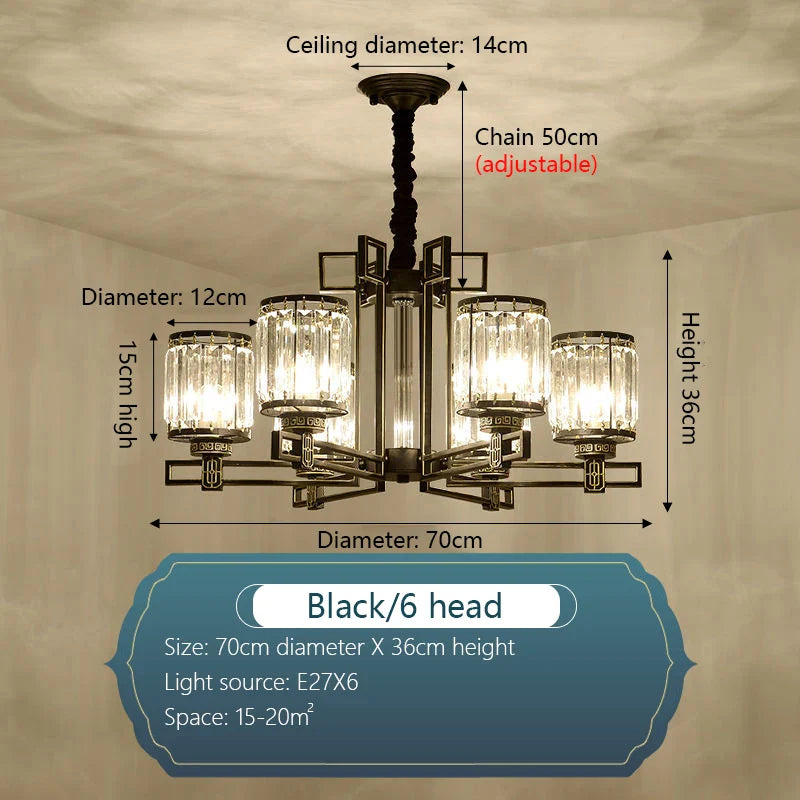 Afralia™ Crystal Chandelier: Elegant Chinese Style Lighting for Living Room, Bedroom, and Study