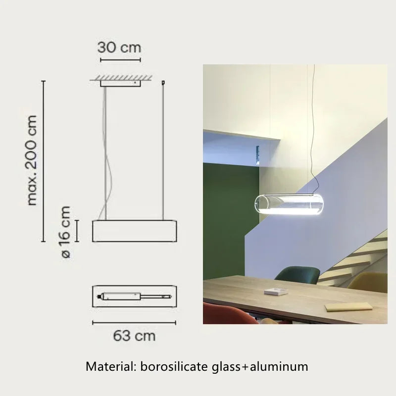 Afralia™ Glass Cylinder Chandelier: Sleek Indoor Lighting for Living Room & Dining Room