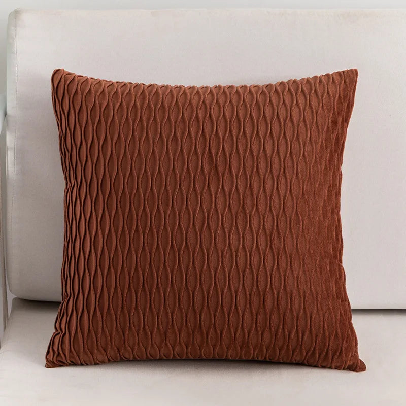 Afralia™ Velvet Striped Pleated Square Pillowcase