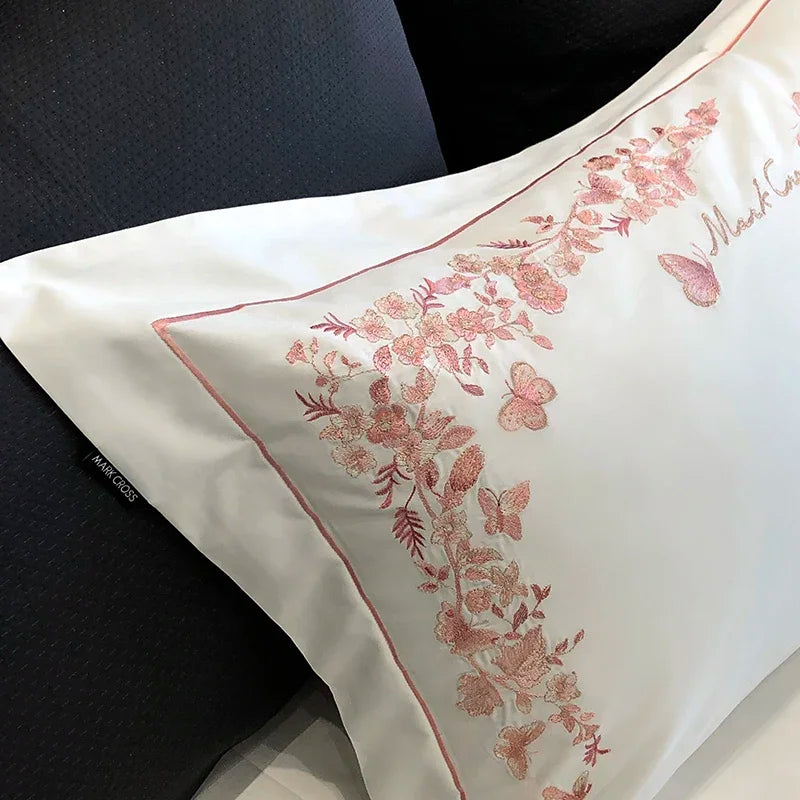 Afralia™ Egyptian Cotton Bedding Sets in White, Queen King Ru Size Bed Linens