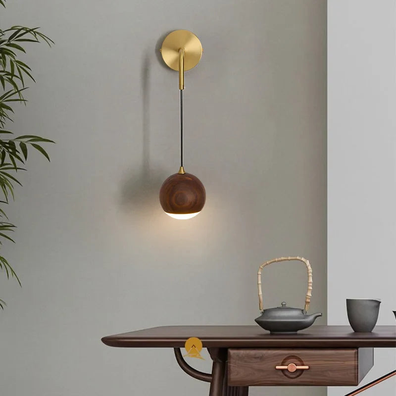 Afralia™ Adjustable Walnut Wood LED Wall Sconce | Nordic Bedroom Lamparas with Acrylic | Simple Aisle Décor