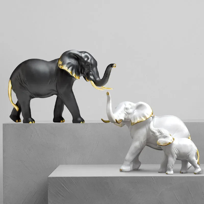 Afralia™ Elephant Resin Figurine: Interior Lucky Ornament for Home Decor