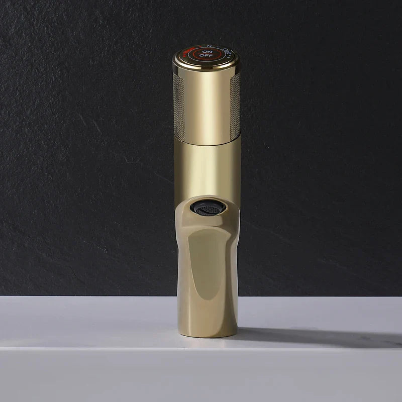 Afralia™ Gold Basin Faucet: Single Handle Push-Button Mixer Tap for Bathroom, Brass Material