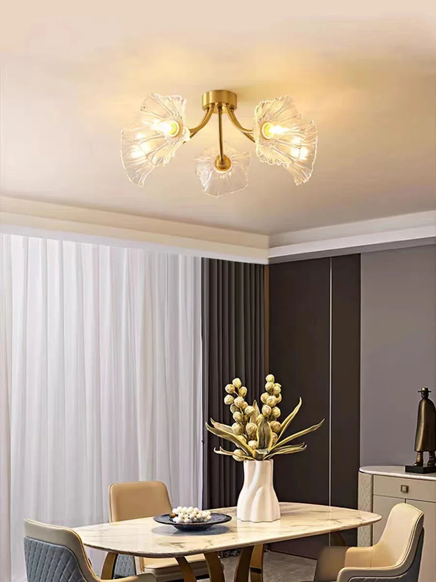 Afralia™ Glass Flower Chandelier Ceiling Light for Bedroom Living Room Hallway Kitchen