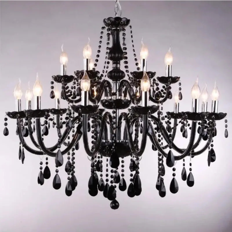 Afralia™ Modern Black Crystal Chandelier Light for Living Room Bedroom Indoor Fixture