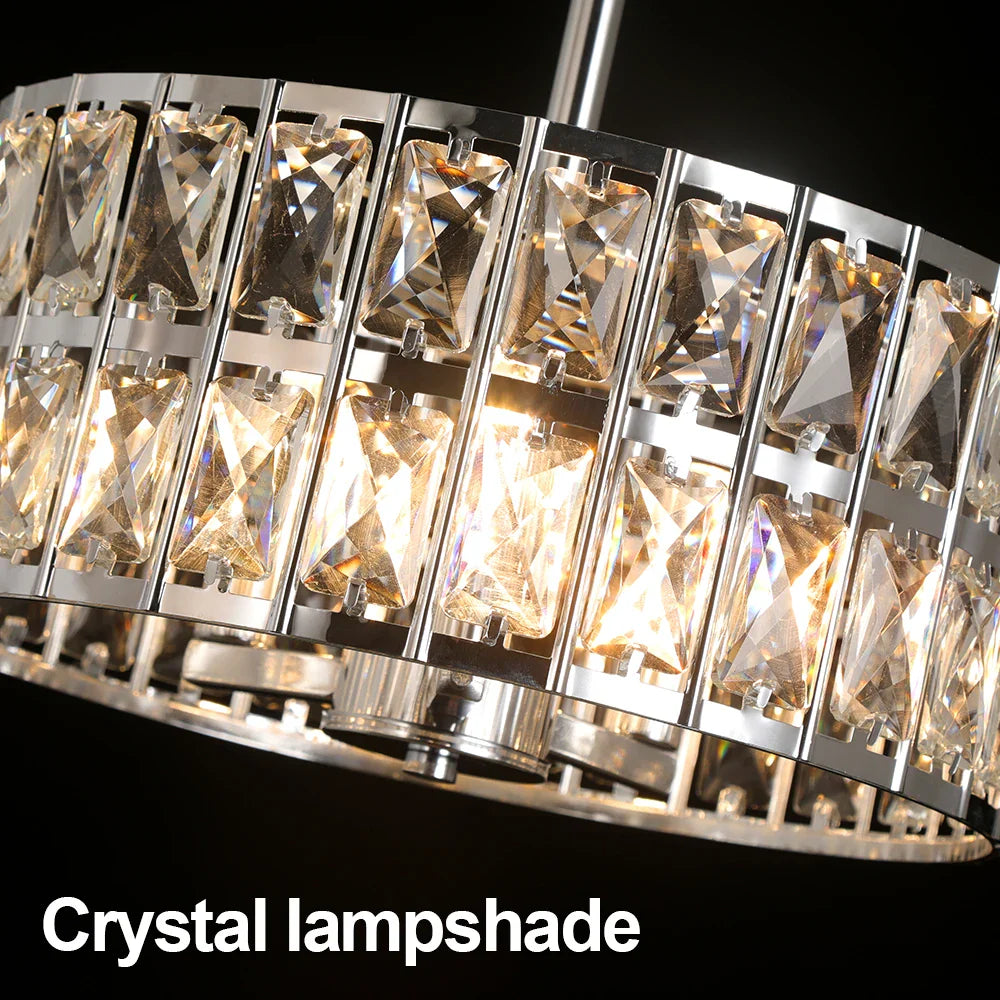 Afralia™ Modern LED Crystal Chandelier Adjustable Pendant Light for Kitchen Island Dining Room
