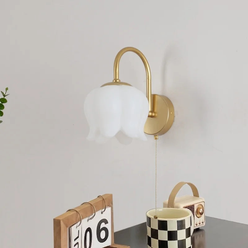 Afralia™ Iron LED Wall Sconce Pull Chain Switch Stair Light Fixture for Study Hallway