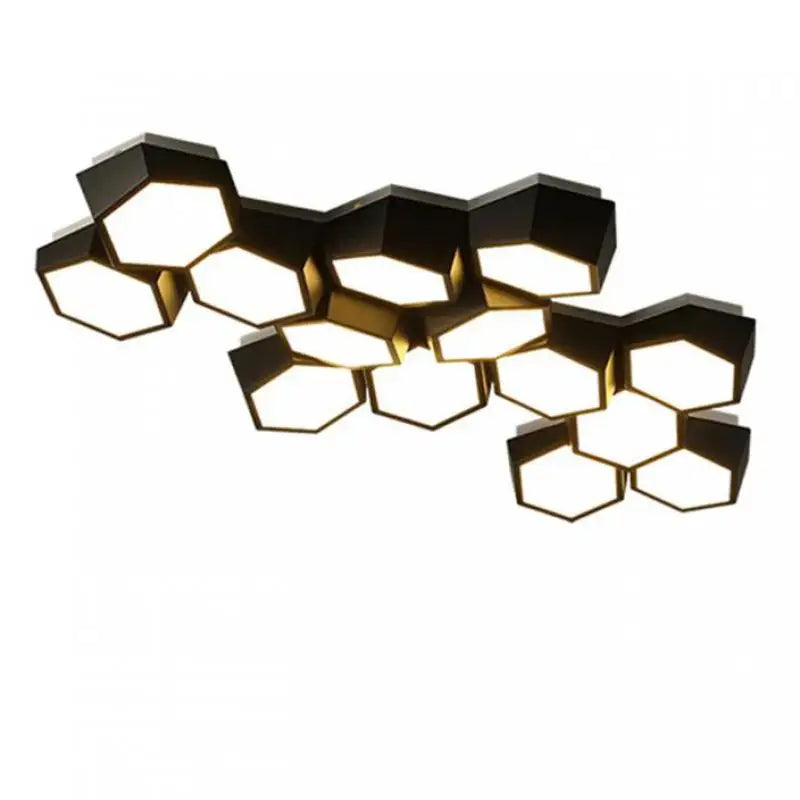 Afralia™ Hexagon LED Ceiling Lights, Smart Control Dimmable Chandelier for Living Room & Bedroom