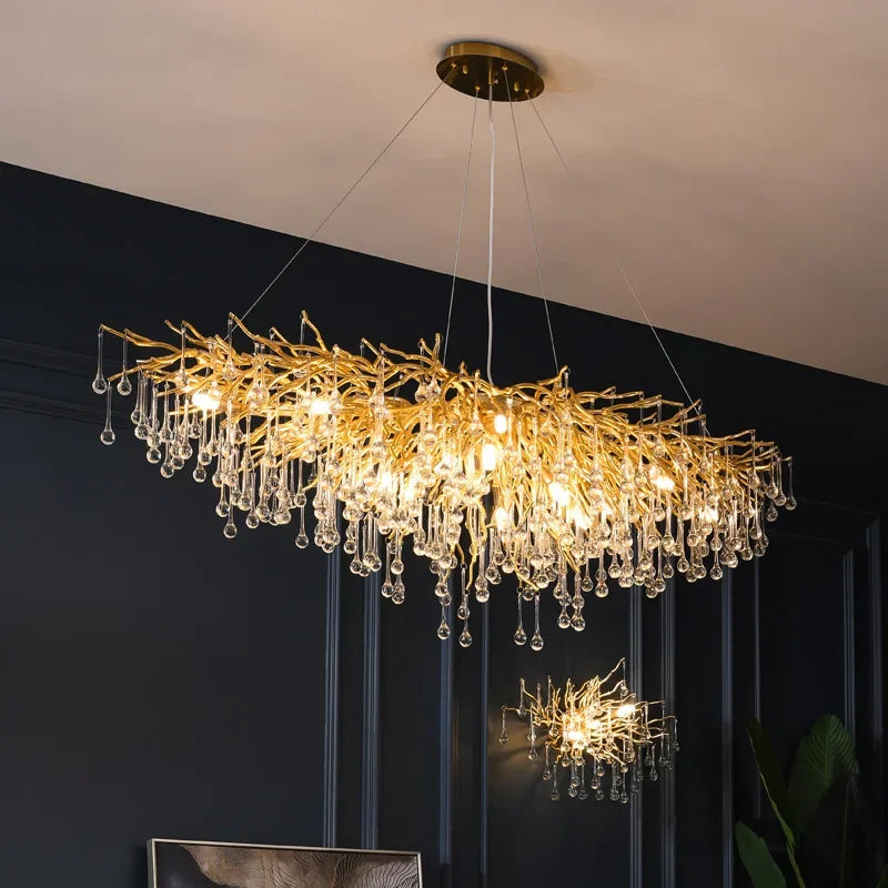 Afralia™ Crystal Branch Chandelier for Living Bedroom Decoration LED Pendant Light